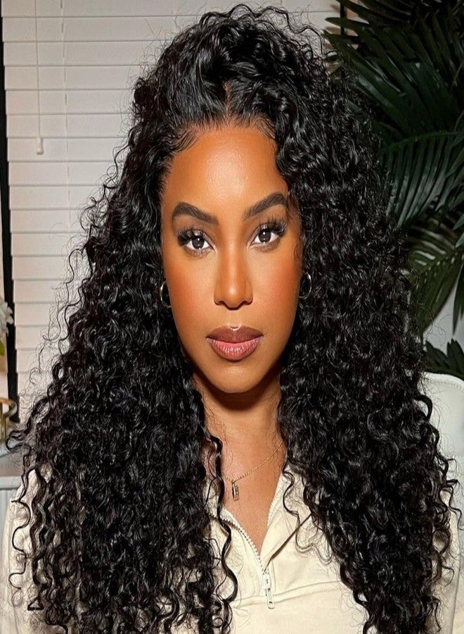 Asteria Half Wig Human Hair Water Wave With Drawstring 3 In 1 Glueless Half Wigs Water Wave Curly Half Wig Human Hair Wig Seamless Flip Over Beginner Friendly No Lace Wigs 14 Inch - Image 1