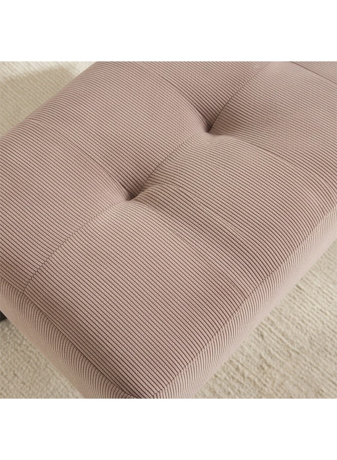 Taimi Modern Design Velvet Upholstered Ottoman Bench - End of Bed Bench, Shoe Changing Seat, Bench for Bedroom, Living Room, Entryway & Hallway, Beige - 120cm - Image 5