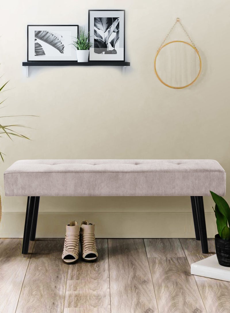 Taimi Modern Design Velvet Upholstered Ottoman Bench - End of Bed Bench, Shoe Changing Seat, Bench for Bedroom, Living Room, Entryway & Hallway, Beige - 120cm - Image 2