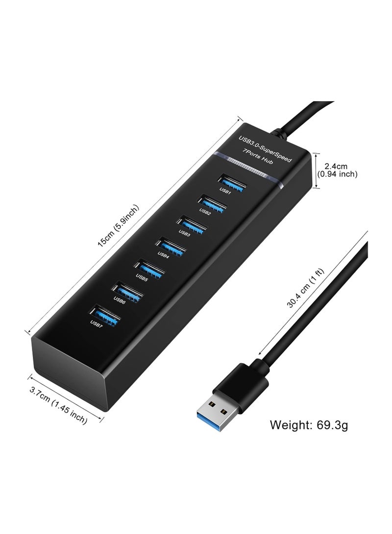موزع USB 3.0 ذو 7 منافذ مع مؤشر LED، توسيع متعدد الواجهات محمول عالي السرعة لأجهزة iMac Pro وMacBook Air وMac Mini/Pro وSurface Pro والكمبيوتر الشخصي وأجهزة الكمبيوتر المحمولة - Image 3