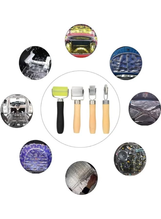 Car Sound Roller, 4 Pcs Sound Deadener Roller Tool Car Sound Deadening Roller Sound Deadener Roller Set, Seam Roller, Bearings Equipped Automotive Audio Sound Deadening Application Wheel Roller - Image 2