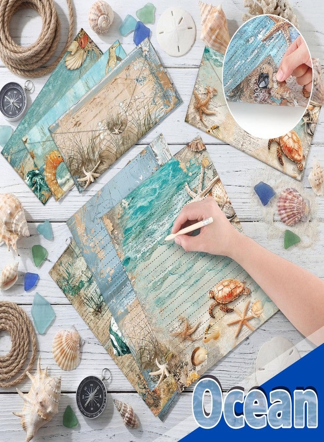 تاوباري مجموعة أوراق قرطاسية من تاوباري، 160 قطعة، 50 ورقة قرطاسية مزدوجة الجوانب مع 50 ظرفًا مطابقًا و60 ملصقًا دائريًا منقطًا، 10 تصاميم (محيط، 8.5 × 11 بوصة) - Image 2