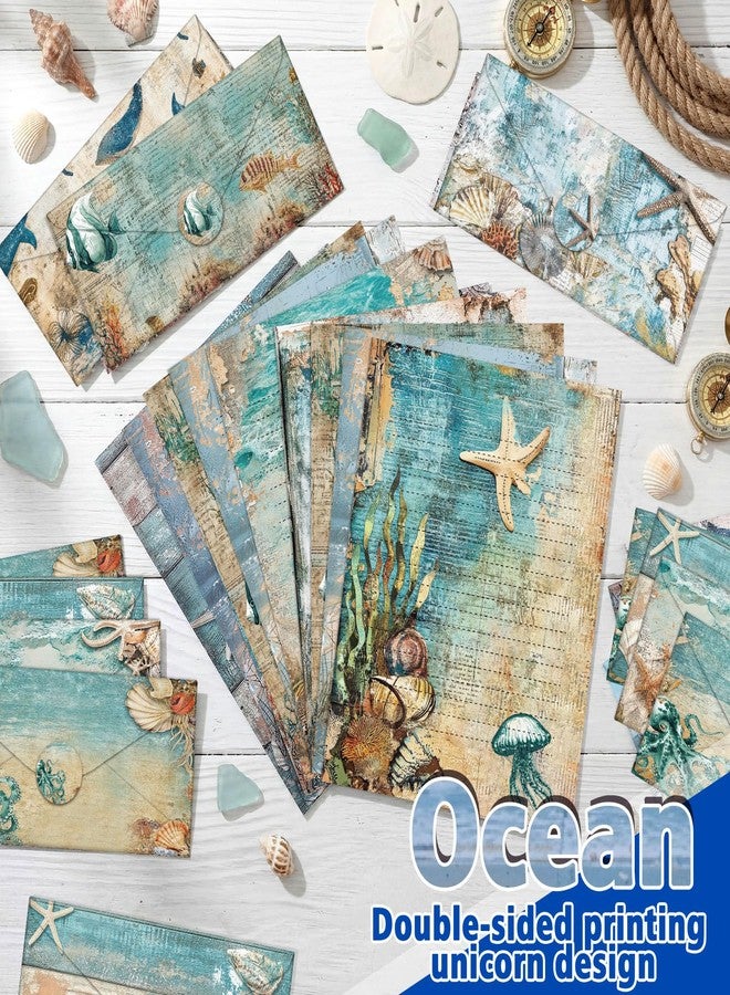 تاوباري مجموعة أوراق قرطاسية من تاوباري، 160 قطعة، 50 ورقة قرطاسية مزدوجة الجوانب مع 50 ظرفًا مطابقًا و60 ملصقًا دائريًا منقطًا، 10 تصاميم (محيط، 8.5 × 11 بوصة) - Image 5