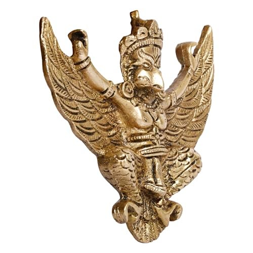 ARTVARKO Brass Garuda Wall Hanging Idol Statue Vishnu's Vehicle Vahana Eagle for Home Decor Entrance 5 Inch - Image 5