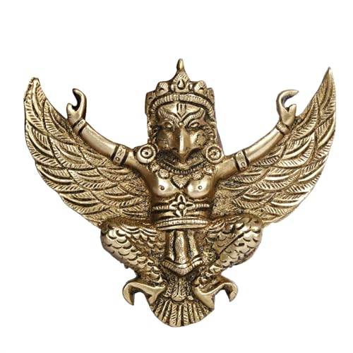 ARTVARKO Brass Garuda Wall Hanging Idol Statue Vishnu's Vehicle Vahana Eagle for Home Decor Entrance 5 Inch - Image 2