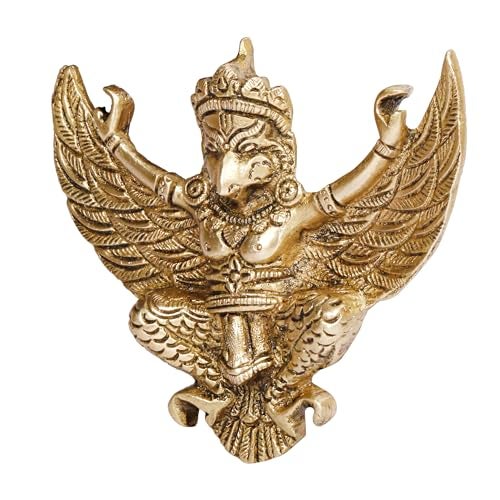 ARTVARKO Brass Garuda Wall Hanging Idol Statue Vishnu's Vehicle Vahana Eagle for Home Decor Entrance 5 Inch - Image 4