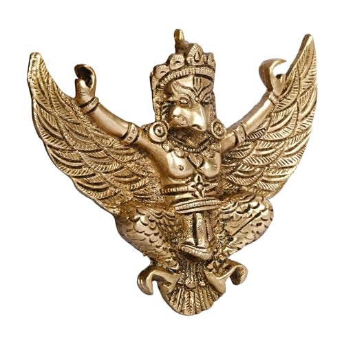 ARTVARKO Brass Garuda Wall Hanging Idol Statue Vishnu's Vehicle Vahana Eagle for Home Decor Entrance 5 Inch - Image 3
