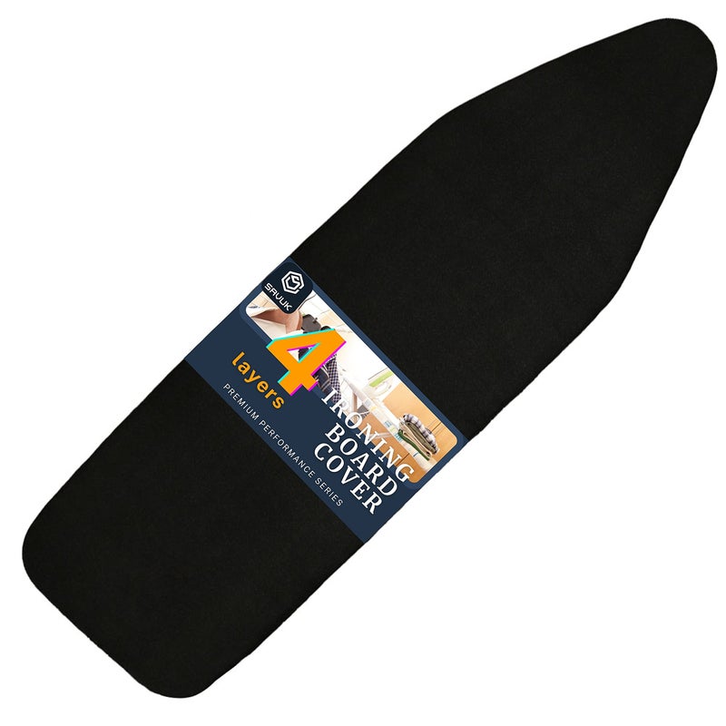 SAVUK SAVUK Ironing Board Cover and Pad with Standart Size 15 X 54 Adjustable Elastic Edge Fit Extra Thick Padding Heat Reflective Non Stick Scorch and Stain Resistant Black 15 X 54 