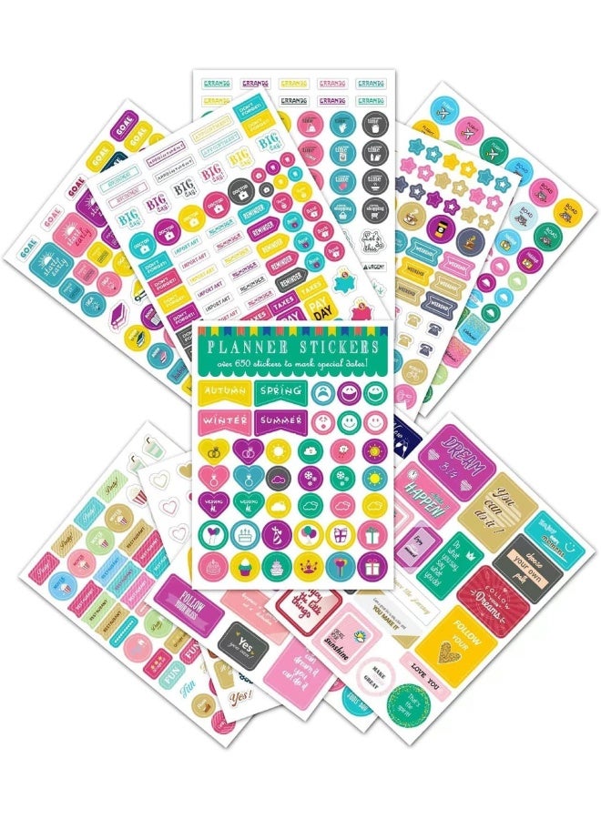 Premify 12 Sheets Essentials Planner Stickers, Weekly & Daily Travel Business Trips Parties Goals, Encouragement Planning Notes, Stunning Various Designs (650 Stickers) - Image 4