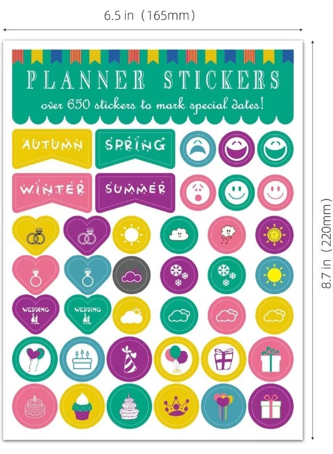 Premify 12 Sheets Essentials Planner Stickers, Weekly & Daily Travel Business Trips Parties Goals, Encouragement Planning Notes, Stunning Various Designs (650 Stickers) - Image 5