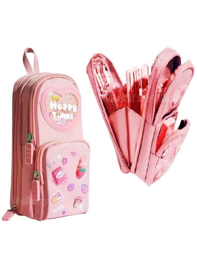 Galaxy Hi-Tech Pencil Case 3 Compartment Cute Aesthetic Pencil Case for Girls Large Capacity Pencil Pouch Multifunctional Pouch for School Kids Students Cute Stationary Gift for Children(multi-colour) - Image 1