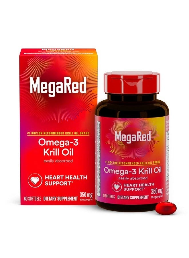 Omega3 Krill Oil 350Mg Softgels (60 Count In A Bottle) Epa & Dha Omega3 Fatty Acids With No Fishy Aftertaste Unlike Fish Oil Contains Antioxidant Astaxanthin