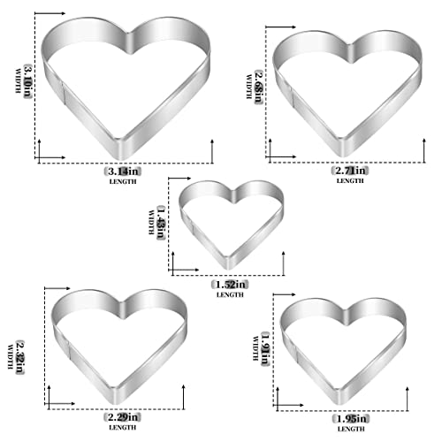 Gtmkina Heart Cookie Cutter Set, Gtmkina 5 Pieces Stainless Steel Small Biscuit Cutters Heart Shaped Mold for Kids Holiday Birthday Party - Image 2