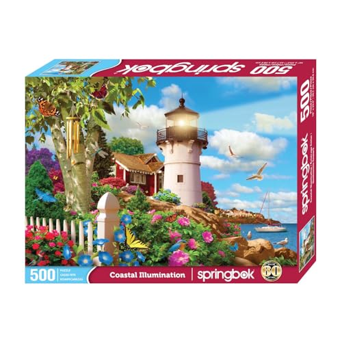 Springboks Coastal Illumination 500 Piece Jigsaw Puzzle for Adults Features an Idealic Costal Retreat Made in The USA - Image 5
