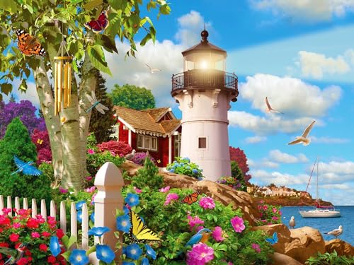 Springboks Coastal Illumination 500 Piece Jigsaw Puzzle for Adults Features an Idealic Costal Retreat Made in The USA - Image 1
