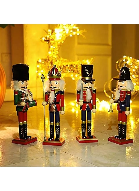 Fancy Nutcracker Puppet, Wooden Nutcracker Hand painted Retro Figure Doll Soldier Puppet Christmas Tree Decorations Ornament 25CM