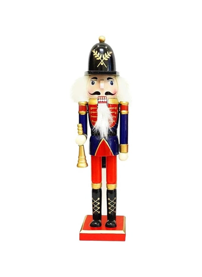 Generic - Fancy Nutcracker Puppet, Wooden Nutcracker Hand painted Retro Figure Doll Soldier Puppet Christmas Tree Decorations Ornament 25CM - Image 1