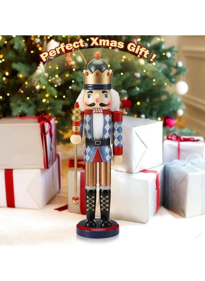 Generic - Fancy Nutcracker Puppet, Wooden Nutcracker Hand painted Retro Figure Doll Soldier Puppet Christmas Tree Decorations Ornament 25CM - Image 1