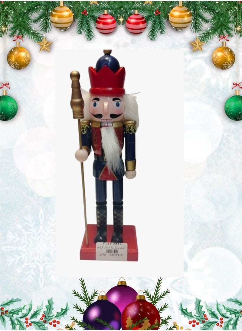 Generic - Fancy Nutcracker Puppet, Wooden Nutcracker Hand painted Retro Figure Doll Soldier Puppet Christmas Tree Decorations Ornament 25CM - Image 1