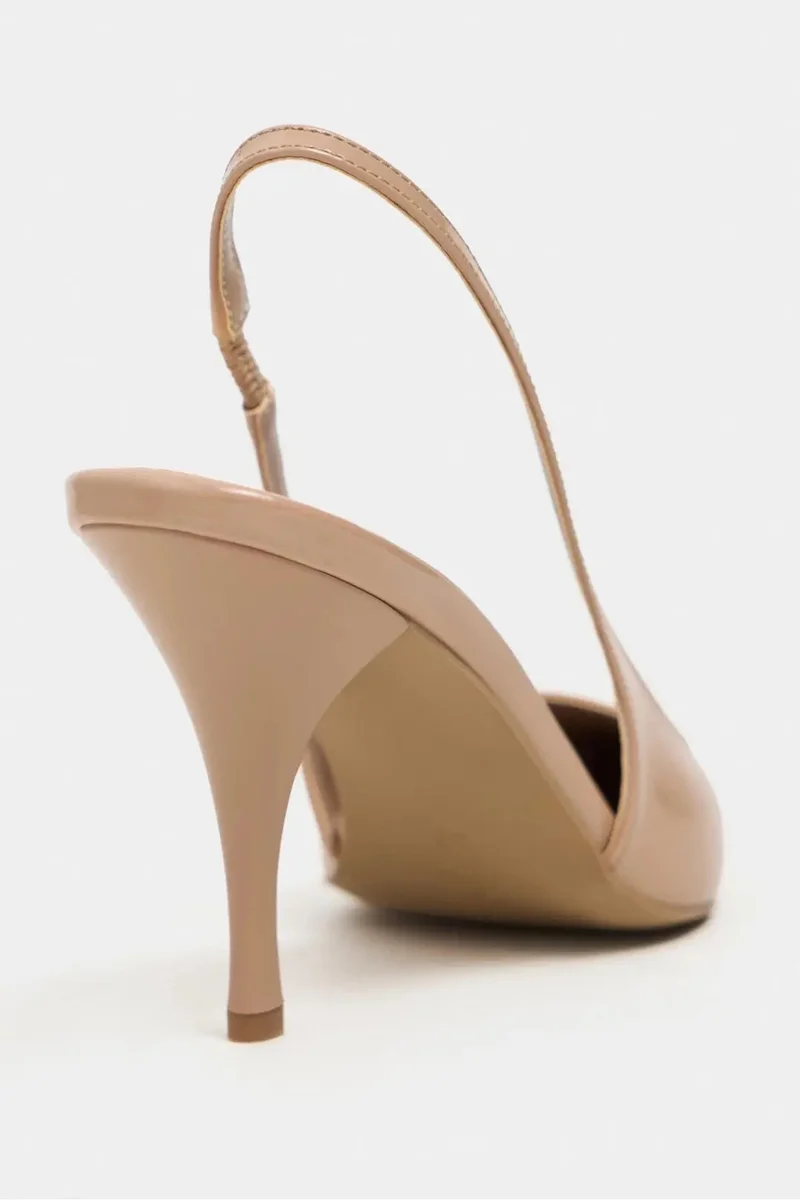 Nisantasi Shoes  Mehru Patent Strap Detail Pointed Toe Heel Shoes for Women | Best Price UAE