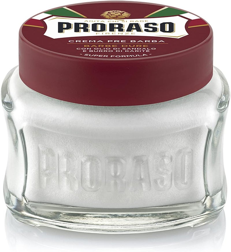 proraso كريم ما قبل الحلاقة برواراسو 100 مل - كريم مغذي ومرطب للرجال مع زيت الصندل وزبدة الشيا - صنع في إيطاليا - أحمر - Image 2