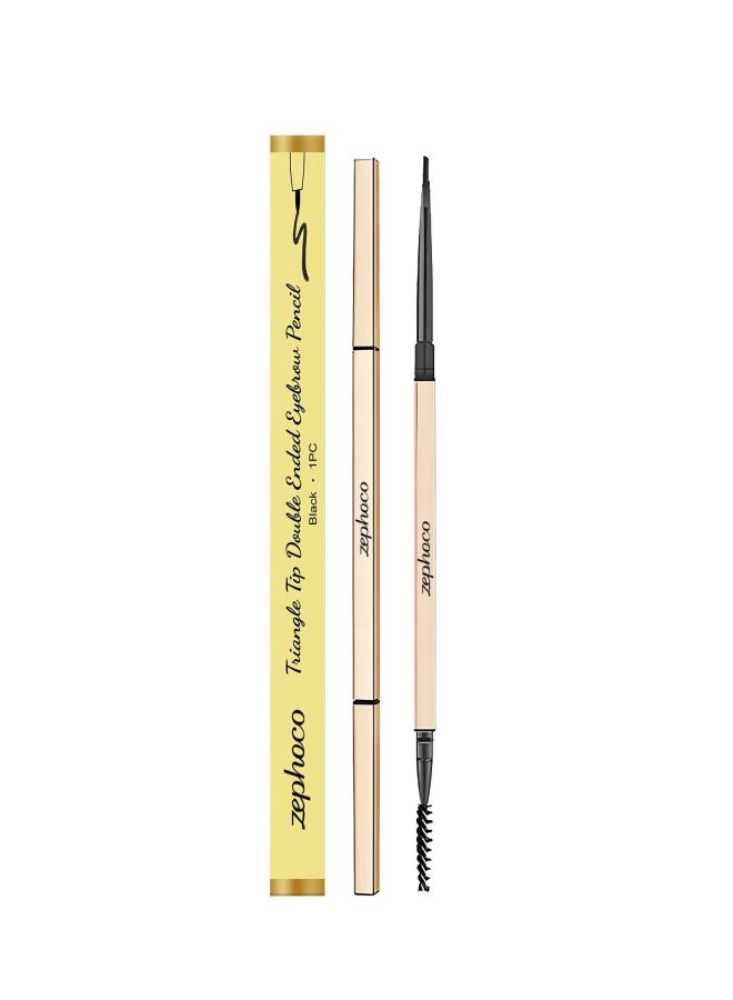 zephoco Daily grooming eyebrow pencil with silky texture and easy application, 2-in-1 eyebrow pencil   black - Image 1