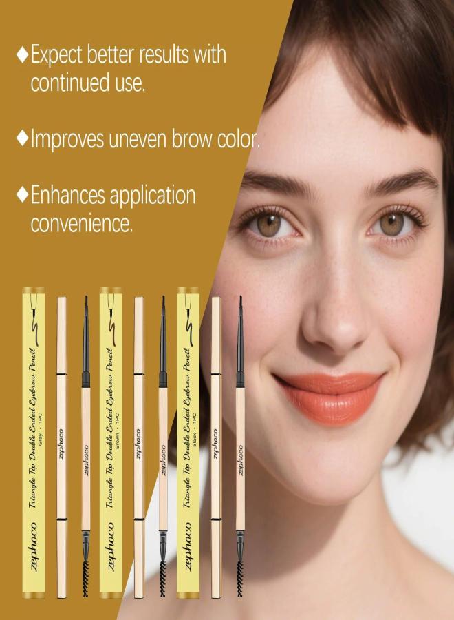 zephoco Daily grooming eyebrow pencil with silky texture and easy application, 2-in-1 eyebrow pencil   black - Image 5