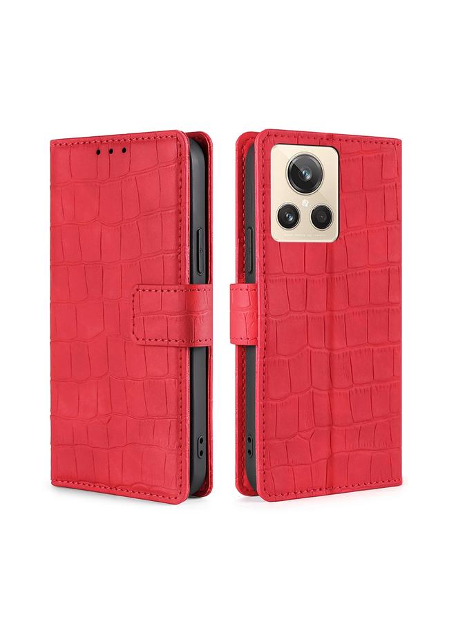 اس-توب جراب لهاتف Realme GT2 Explorer Master Skin Feel Crocodile Leather بمشبك مغناطيسي - Image 1