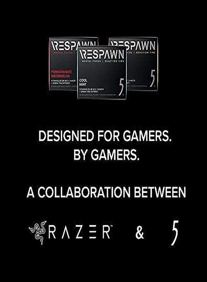 RESPAWN By 5 Mental Focus Gum - Variety Pack - Cool Mint, Pomegranate Watermelon, Tropical Punch - Sugar-Free Chewing Gum - For Gamers. By Gamers. - 6 Packs - 90 Sticks - Image 3