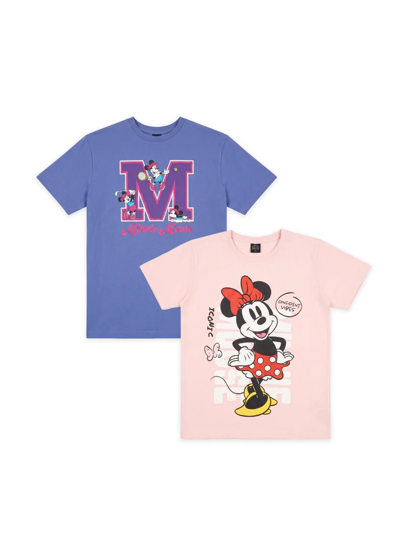 ديزني Disney Women’s Minnie Mouse Graphic T-Shirts – Pack of 2