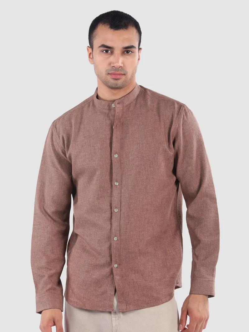 بيونغ قميص بياقة واقفة بلون الخزامى