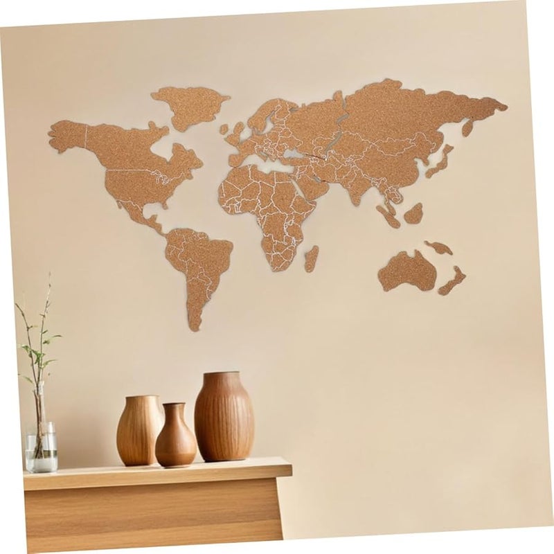 Totority World Map Corkboard Retro Pin Board Decorative Wall Art For Office School Travel Decor - Image 5