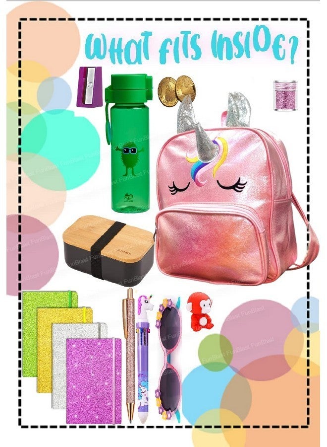 FunBlast Unicorn Bags for Kids - Cute Mini Bagpack for Girls - Small Backpack for Picnic Travel Bags for Girls, Korean Bag for Girls, Fancy Bags for Girls Stylish (29 X 25 X 13 CM) (Pink) - Image 2