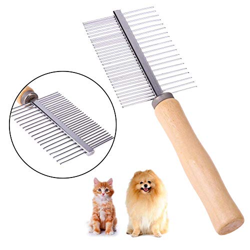 RIANZ Stainless Steel with Wood Handle Grooming Comb for Dog/Cats and Pets (1pc) - Image 2