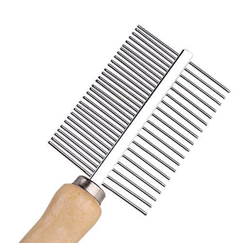 RIANZ Stainless Steel with Wood Handle Grooming Comb for Dog/Cats and Pets (1pc) - Image 3
