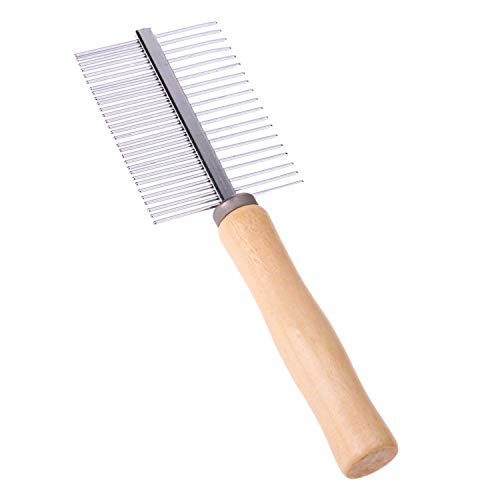 RIANZ Stainless Steel with Wood Handle Grooming Comb for Dog/Cats and Pets (1pc) - Image 1