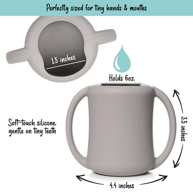 PrimaStella Silicone Baby & Toddler Training Cup with Handles (Stone) - Image 3