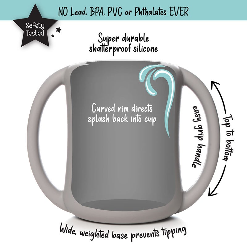 PrimaStella Silicone Baby & Toddler Training Cup with Handles (Stone) - Image 2