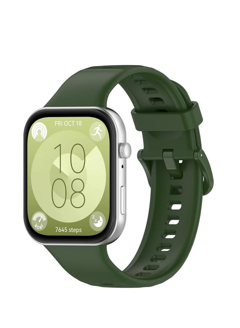 Silicone Replacement Band for Huawei Watch Fit 4 2025 Breathable Soft Silicone Sport Strap Adjustable Strap for Huawei Watch Fit 4 2025 -GREEN - Image 1