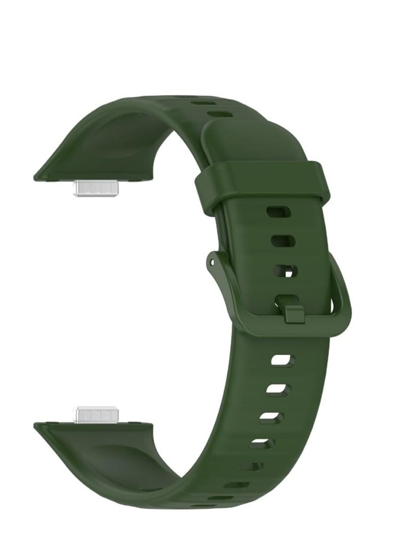 Silicone Replacement Band for Huawei Watch Fit 4 2025 Breathable Soft Silicone Sport Strap Adjustable Strap for Huawei Watch Fit 4 2025 -GREEN - Image 2