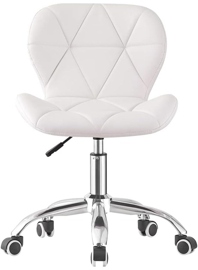 Modern Desk Chair – Comfortable Swivel Study Chair – Adjustable Height PU Leather Home Office Chair with Chrome Legs - Image 1