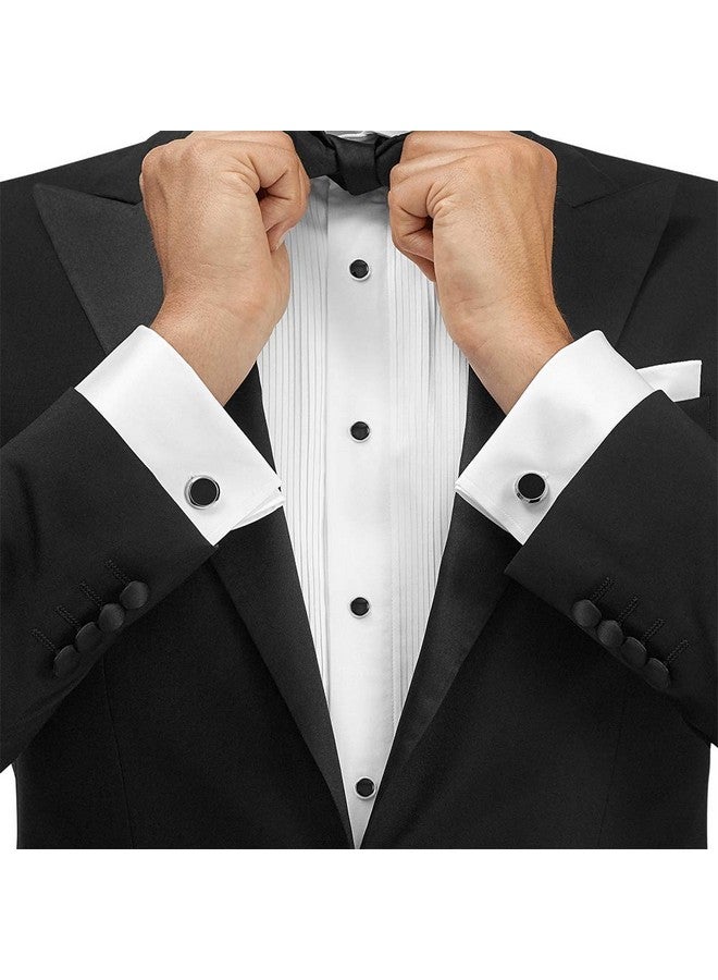 Zealmer 8Pcs Tuxedo Shirts Studs And Cufflinks Set For Men Black - Image 2