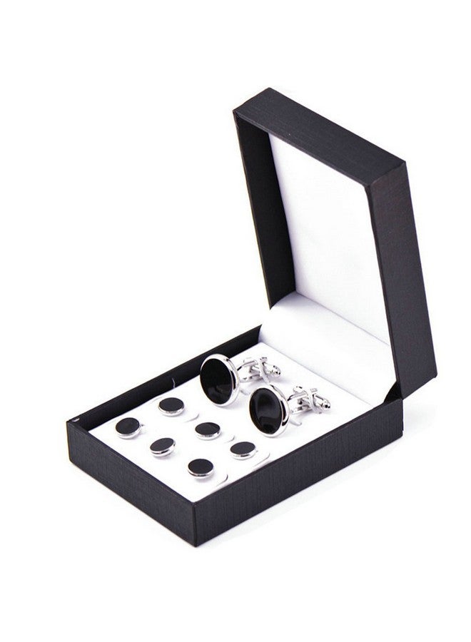 Zealmer 8Pcs Tuxedo Shirts Studs And Cufflinks Set For Men Black - Image 4