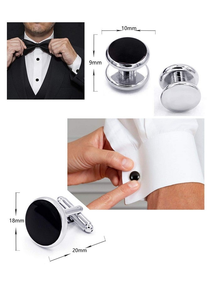 Zealmer 8Pcs Tuxedo Shirts Studs And Cufflinks Set For Men Black - Image 3