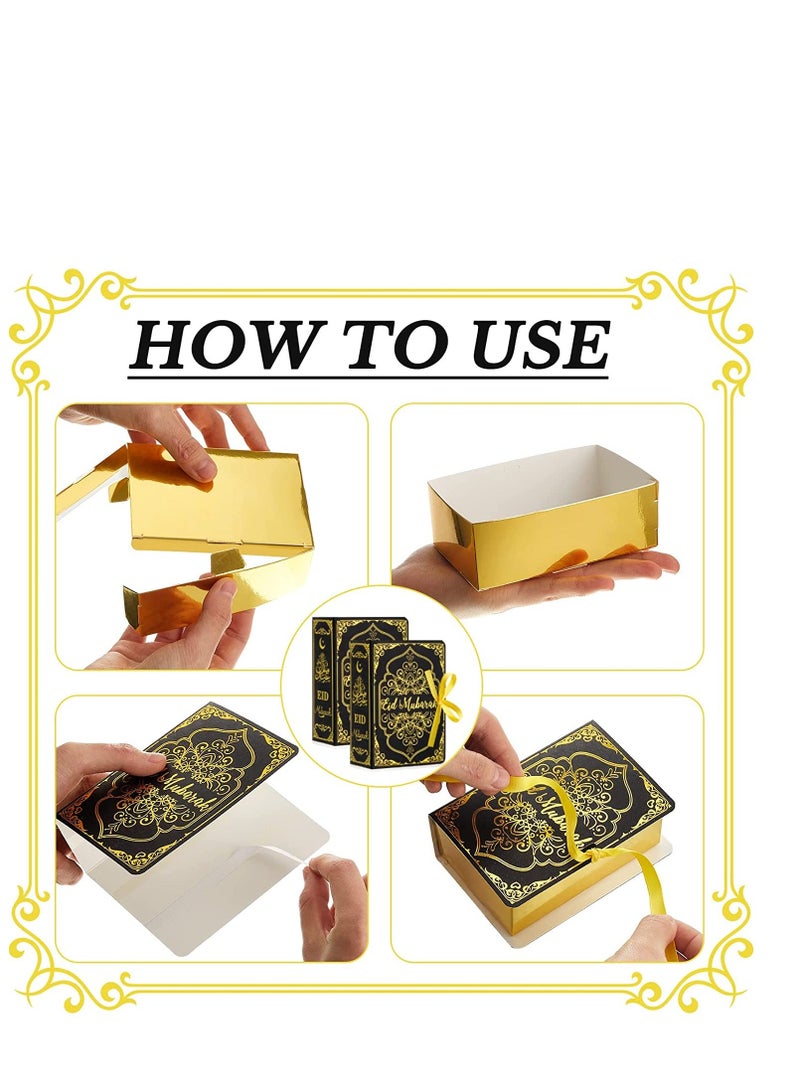 Y&D Eid Mubarak Candy Box Set, Ramadan Gift Boxes for Muslim Eid, Blue Treat Storage Case with Ribbon, Party Supplies Decorations 12PCS - Image 3