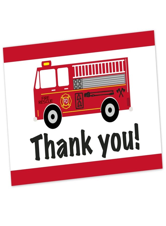 أولد بلو دور إنفايتس بطاقات شكر للأطفال على شكل شاحنة إطفاء من Old Blue Door (٢٠ بطاقة مع أظرف) - بطاقات شكر للأطفال - لوازم حفلات رجال الإطفاء - Image 4