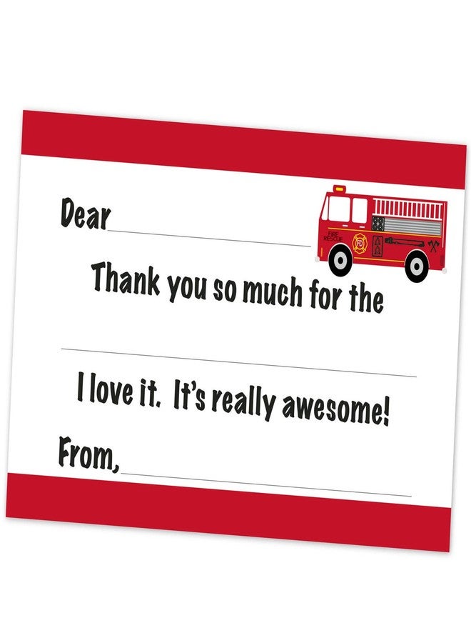 أولد بلو دور إنفايتس بطاقات شكر للأطفال على شكل شاحنة إطفاء من Old Blue Door (٢٠ بطاقة مع أظرف) - بطاقات شكر للأطفال - لوازم حفلات رجال الإطفاء - Image 3