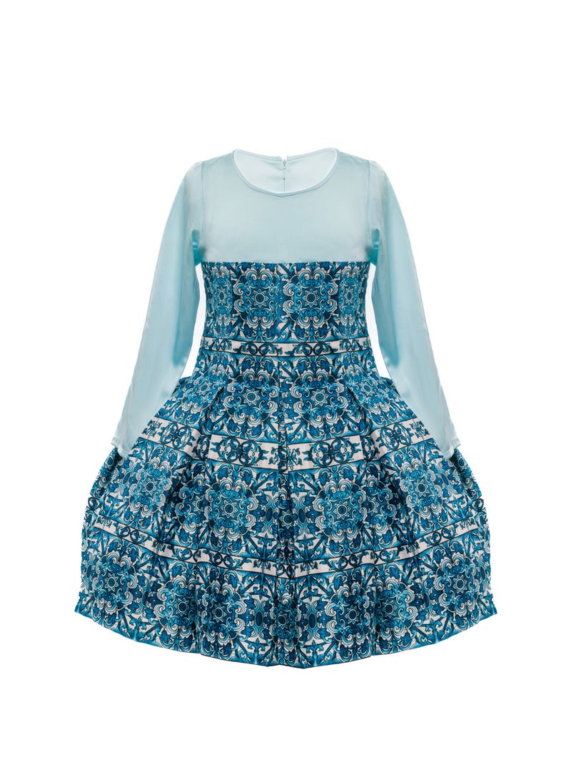 Queen BLUE MAROCON Girls Party Dress, Princess Dress Party Wear Wedding Evening Formal Pageant Dance Gown for Birthday Kid Girls Elegant - Image 2