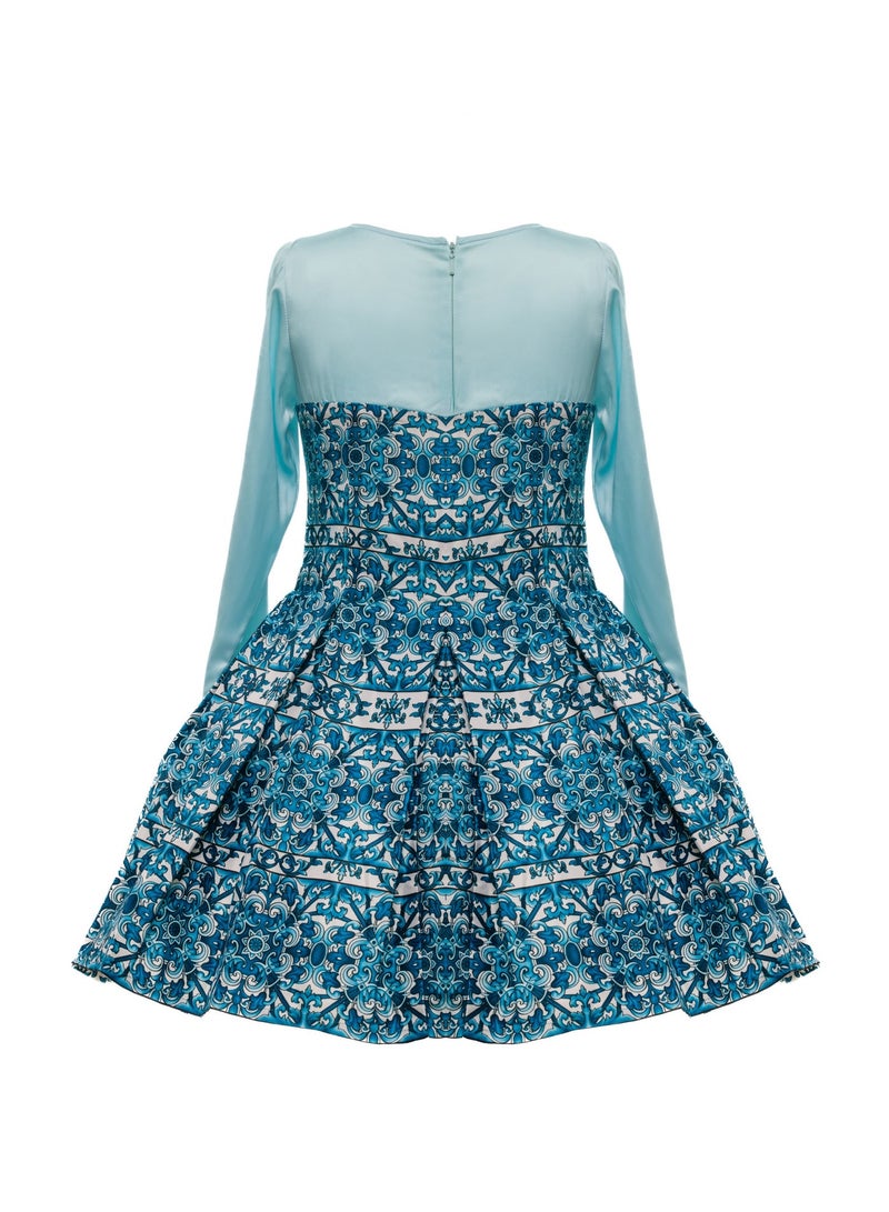 Queen BLUE MAROCON Girls Party Dress, Princess Dress Party Wear Wedding Evening Formal Pageant Dance Gown for Birthday Kid Girls Elegant - Image 5