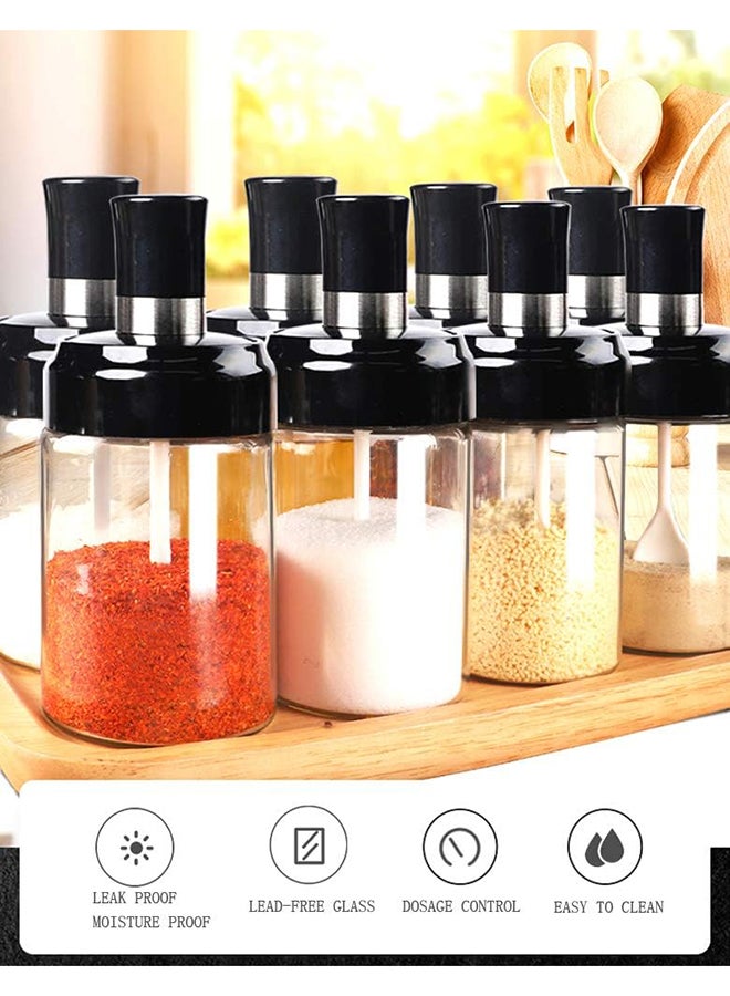 Kitchen Glass Spice Jars Seasonning Box, Condiment Pots Spice Jars With Spoons, Oil Bottle Honey Jar Dispenser, Airtight Cap Set Of 4 (8.45Oz) Transparent - Image 2